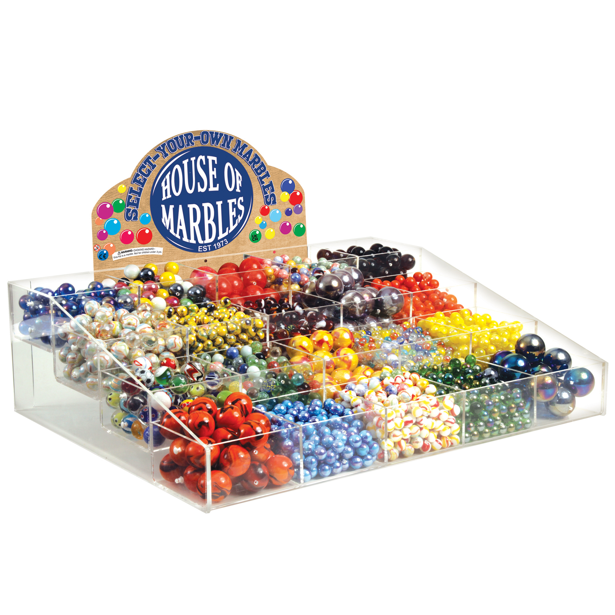 Murmeldisplay mit 20 Fächern